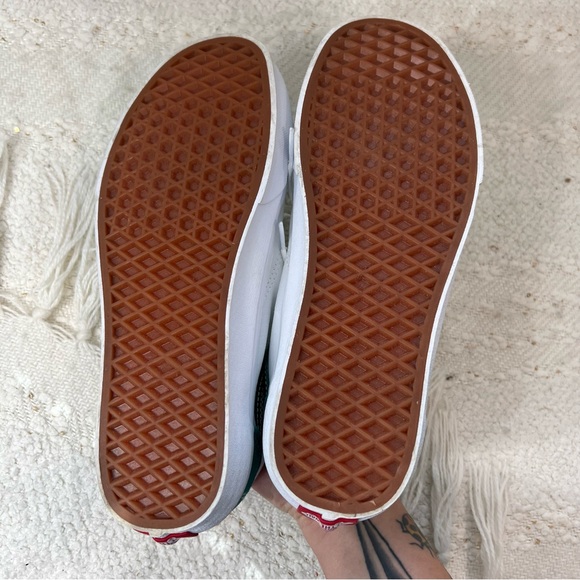 Vans Classic Sport Sneakers White/Green Suede Low Top Casual Shoes 10 Women’s - Picture 6 of 7